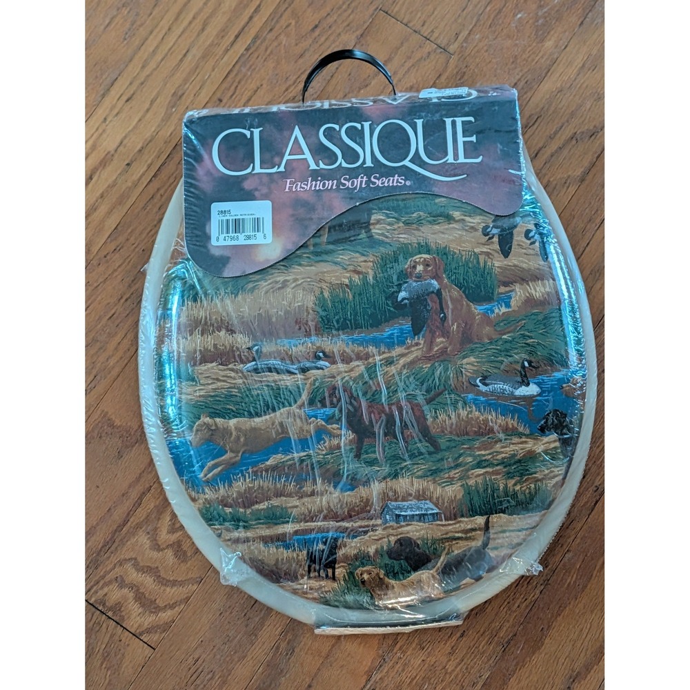 Classique Ginsey Fashion Soft Padded Toilet Seat Golden Retriever Hunting NEW